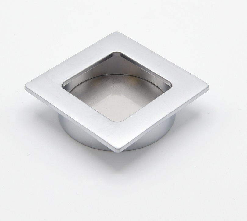 Poignée cuvette carrée de meuble en zamac 50x50 mm CHROMÉ MAT - Jaune / doré, Zamak - imagine 3