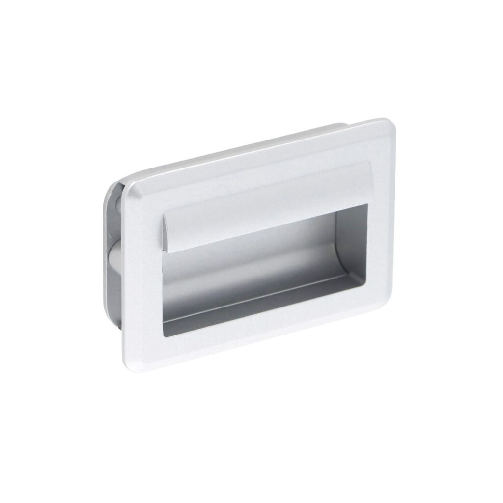 Poignée encastrée en zamac Entraxe 64mm Aluminium mat verni Lot de 25 - Gris / argent, Zamak