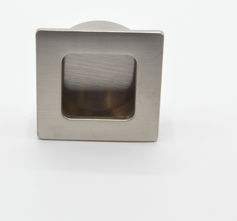 Poignée cuvette carrée de meuble en zamac 39x39 mm NICKELÉ BROSSÉ - Jaune / doré, Zamak - imagine 3