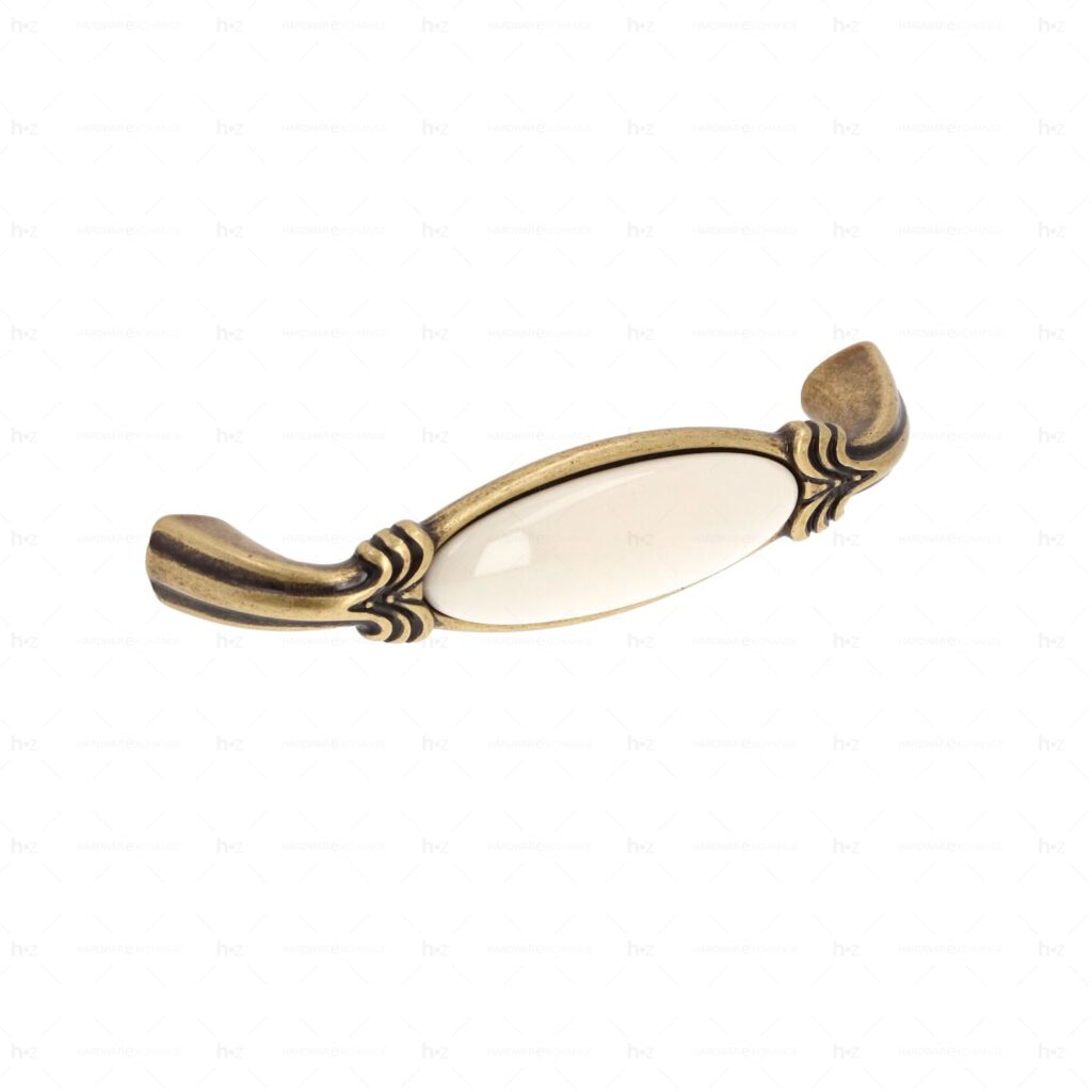 Poignée pour meubles en zamac et Porcelaine Entraxe 96mm Florence antique - Marron, Zamak