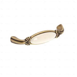 Poignée pour meubles en zamac et Porcelaine Entraxe 96mm Florence antique Lot de 25 – Marron, Zamak