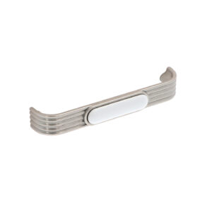 Poignée pour meubles en zamac et Porcelaine Entraxe 128mm Vernis nickel satiné – Gris / argent, Zamak